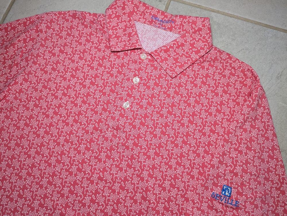 B Draddy Sport Men's Medium Golf Polo Shirt Performance Floral Print Seville
